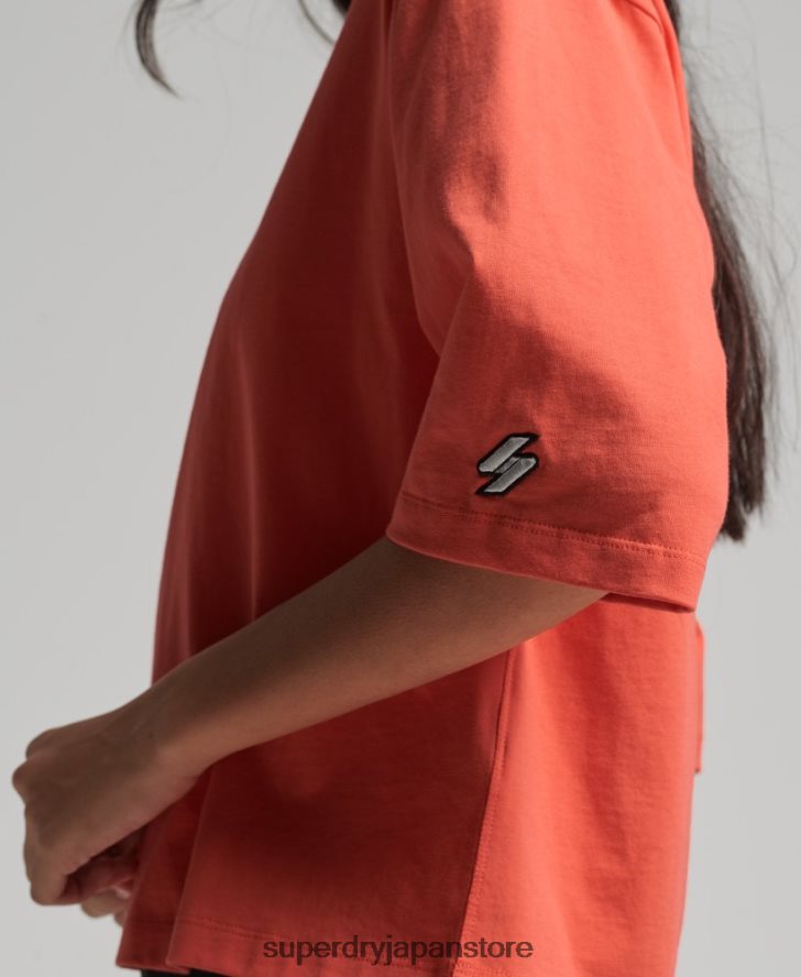 マイクロロゴ刺繍ボクシーTシャツ 女性 Superdry 衣類 コーラル 2J62PZ6264
