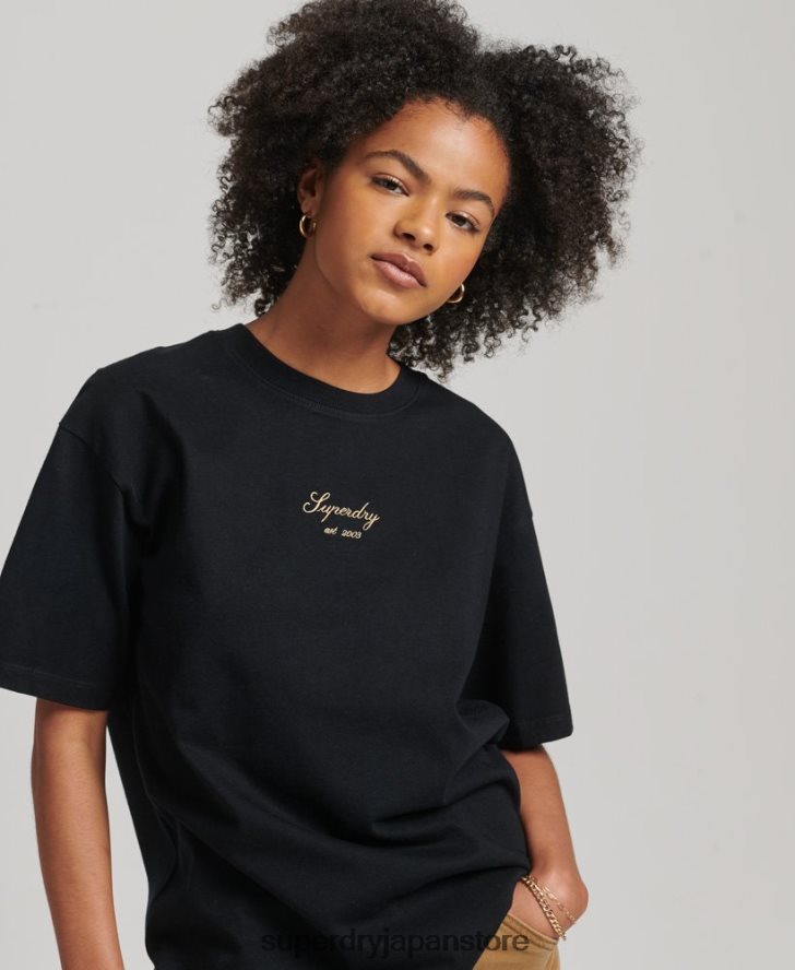 ヘリテージエンブロイダリー ルーズTシャツ 女性 Superdry 衣類 黒 2J62PZ6265