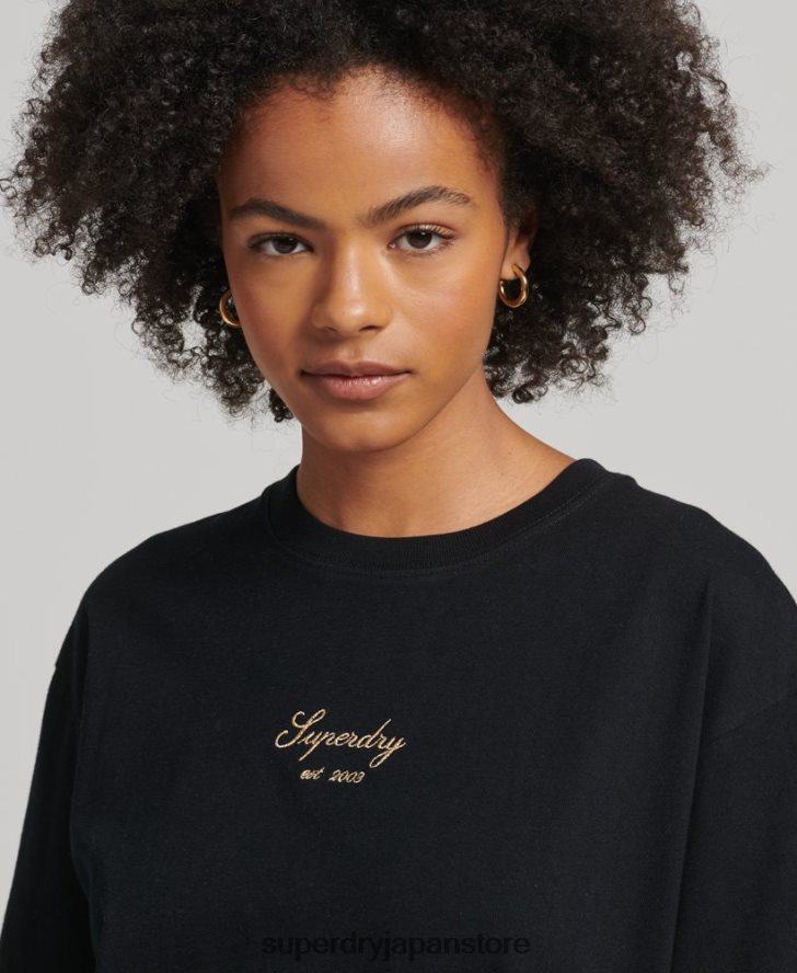 ヘリテージエンブロイダリー ルーズTシャツ 女性 Superdry 衣類 黒 2J62PZ6265