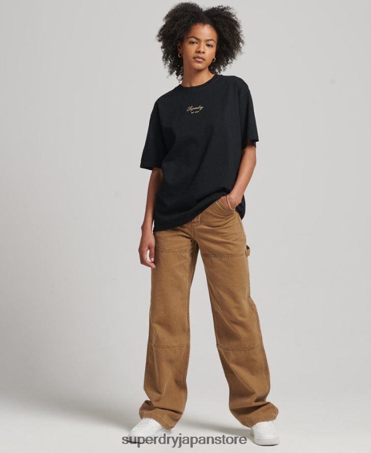 ヘリテージエンブロイダリー ルーズTシャツ 女性 Superdry 衣類 黒 2J62PZ6265