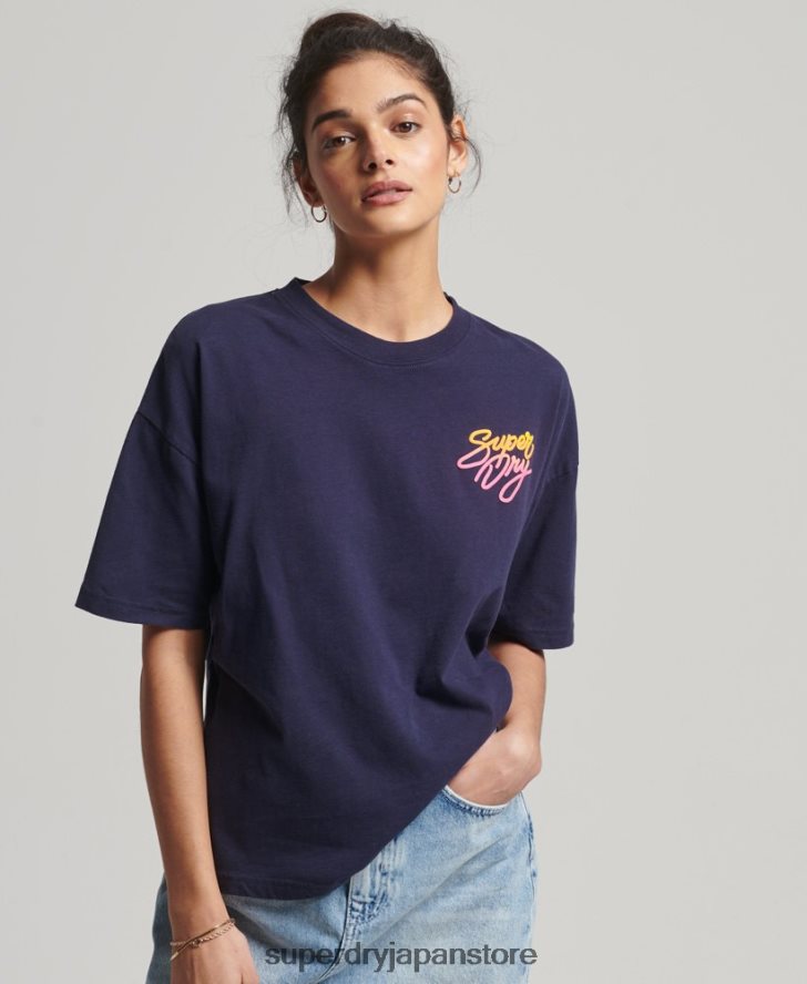 ヴィンテージカリTシャツ 女性 Superdry 衣類 海軍 2J62PZ6267