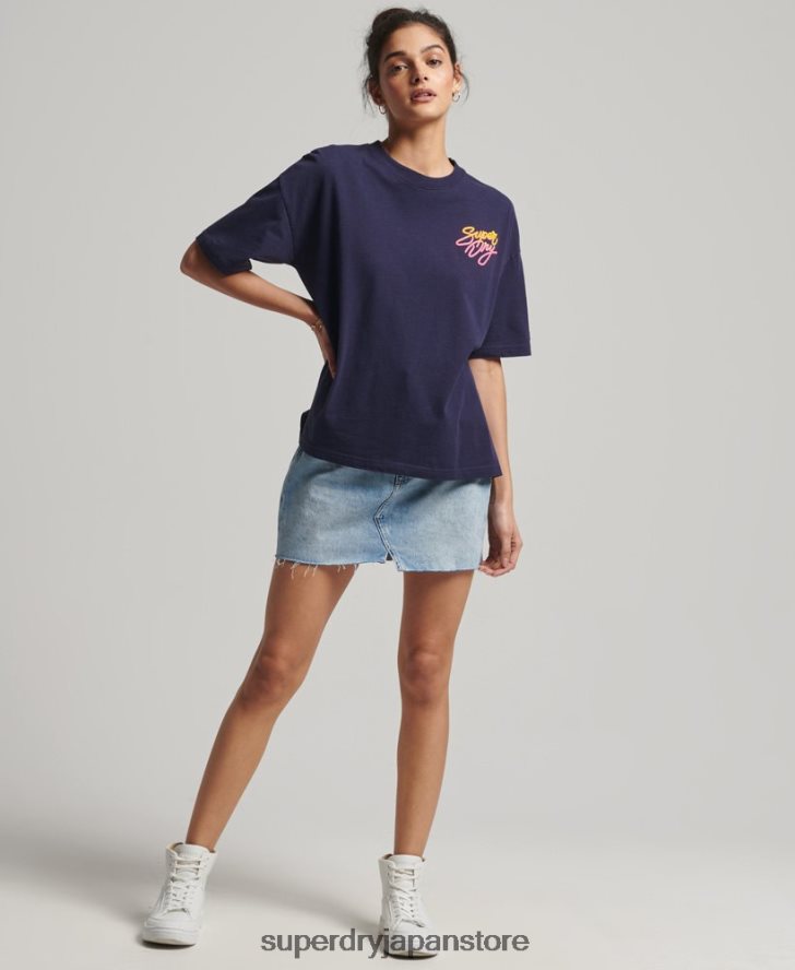 ヴィンテージカリTシャツ 女性 Superdry 衣類 海軍 2J62PZ6267