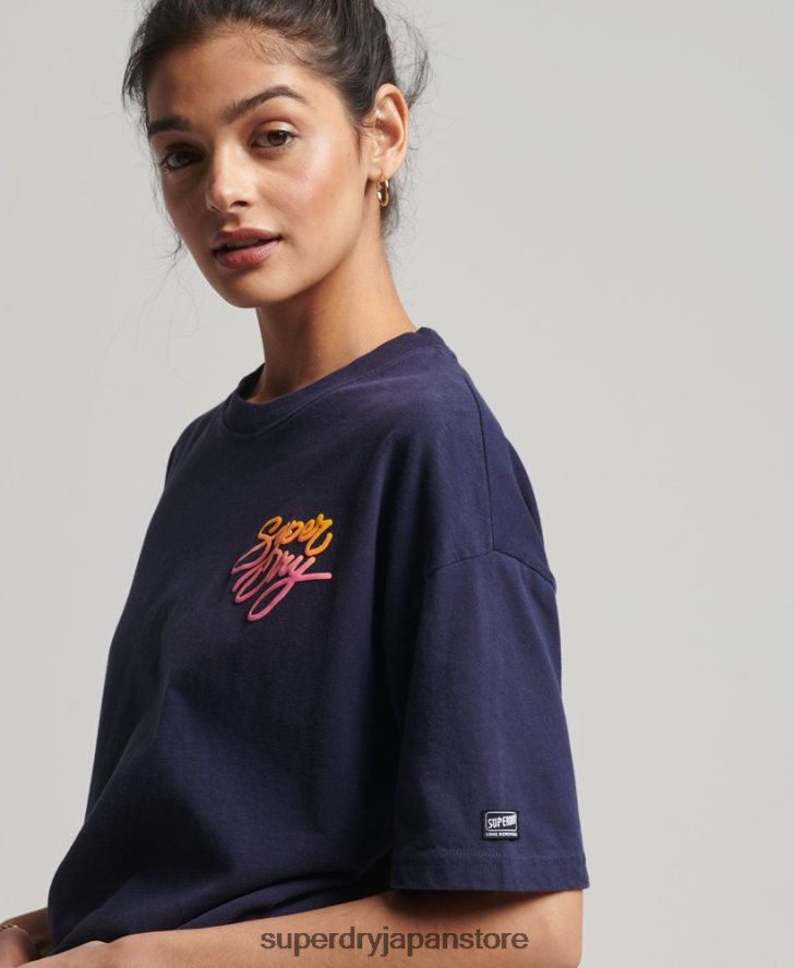 ヴィンテージカリTシャツ 女性 Superdry 衣類 海軍 2J62PZ6267