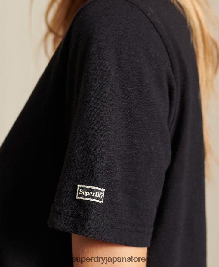 ブラックアウトTシャツ 女性 Superdry 衣類 黒 2J62PZ6274