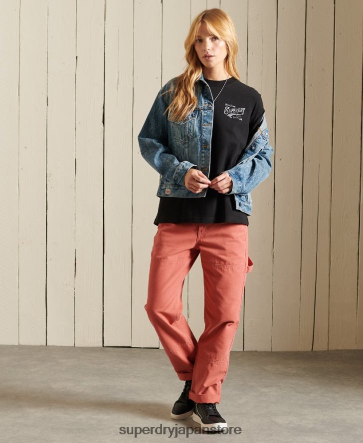 スクリプトスタイルワークウェアフォイルTシャツ 女性 Superdry 衣類 黒 2J62PZ6275