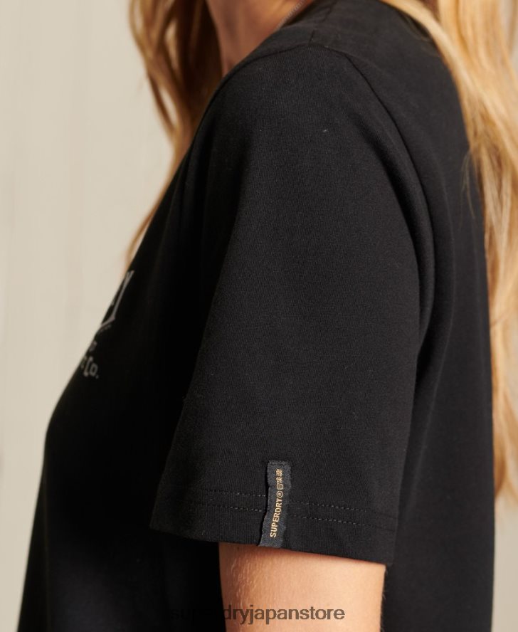 スクリプトスタイルワークウェアフォイルTシャツ 女性 Superdry 衣類 黒 2J62PZ6275
