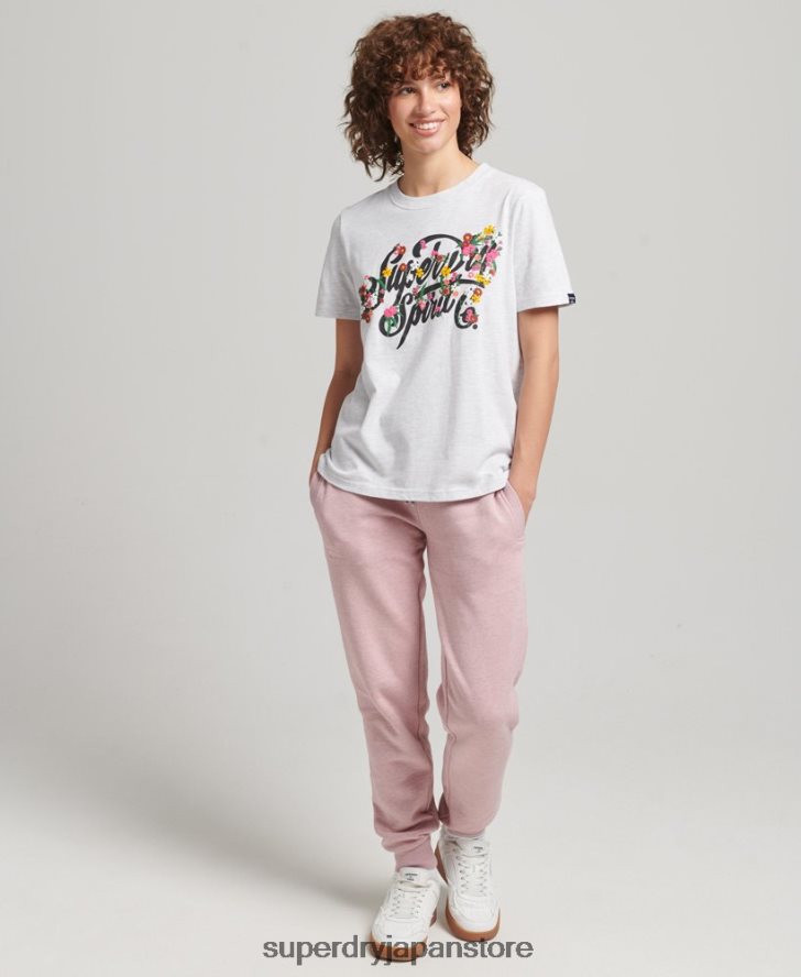 スクリプトスタイル フローラル Tシャツ 女性 Superdry 衣類 ライトグレー 2J62PZ6277