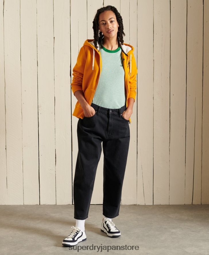 オーガニックコットン ヴィンテージロゴ リンガーTシャツ 女性 Superdry 衣類 緑 2J62PZ6282