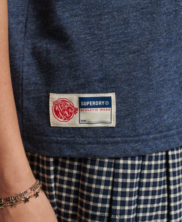 ヴィンテージスクリプトスタイルカレッジTシャツ 女性 Superdry 衣類 海軍 2J62PZ6283
