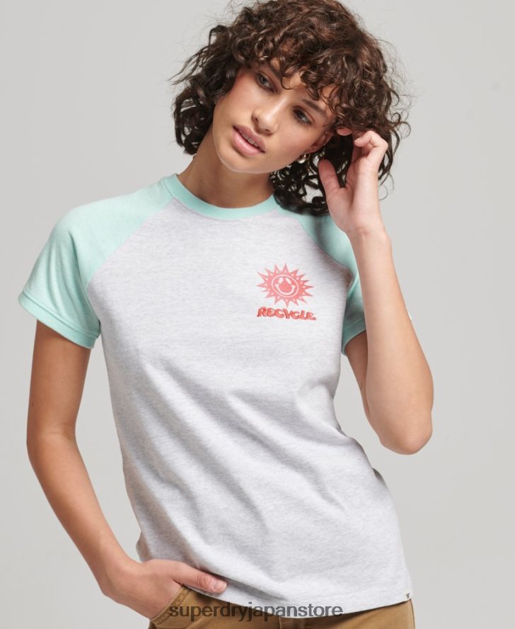 リサイクルラグランTシャツ 女性 Superdry 衣類 グレー 2J62PZ6287
