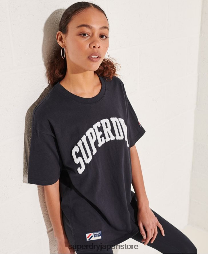 バーシティアーチ モノラル Tシャツ 女性 Superdry 衣類 海軍 2J62PZ6299