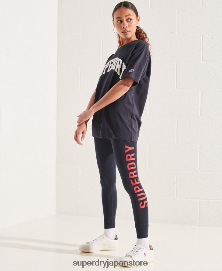 バーシティアーチ モノラル Tシャツ 女性 Superdry 衣類 海軍 2J62PZ6299