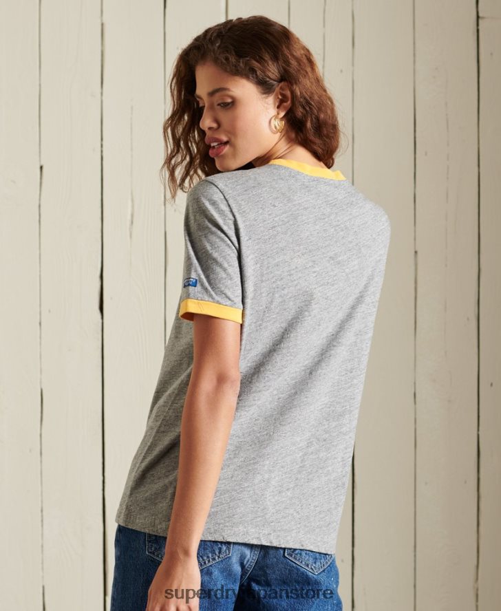 コアロゴ アメリカンクラシック リンガーTシャツ 女性 Superdry 衣類 グレー 2J62PZ6304