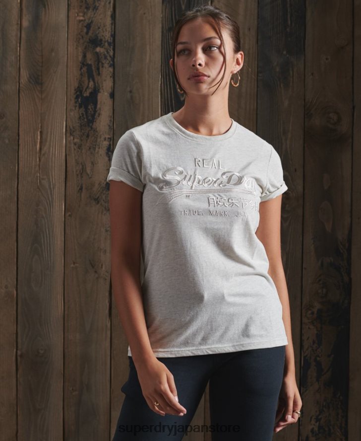 ヴィンテージロゴ 同系色刺繍 Tシャツ 女性 Superdry 衣類 ライトグレー 2J62PZ6305