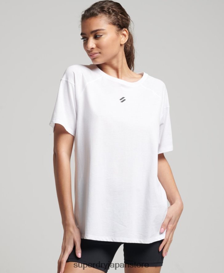 ランニング半袖Tシャツ 女性 Superdry 衣類 白 2J62PZ6317