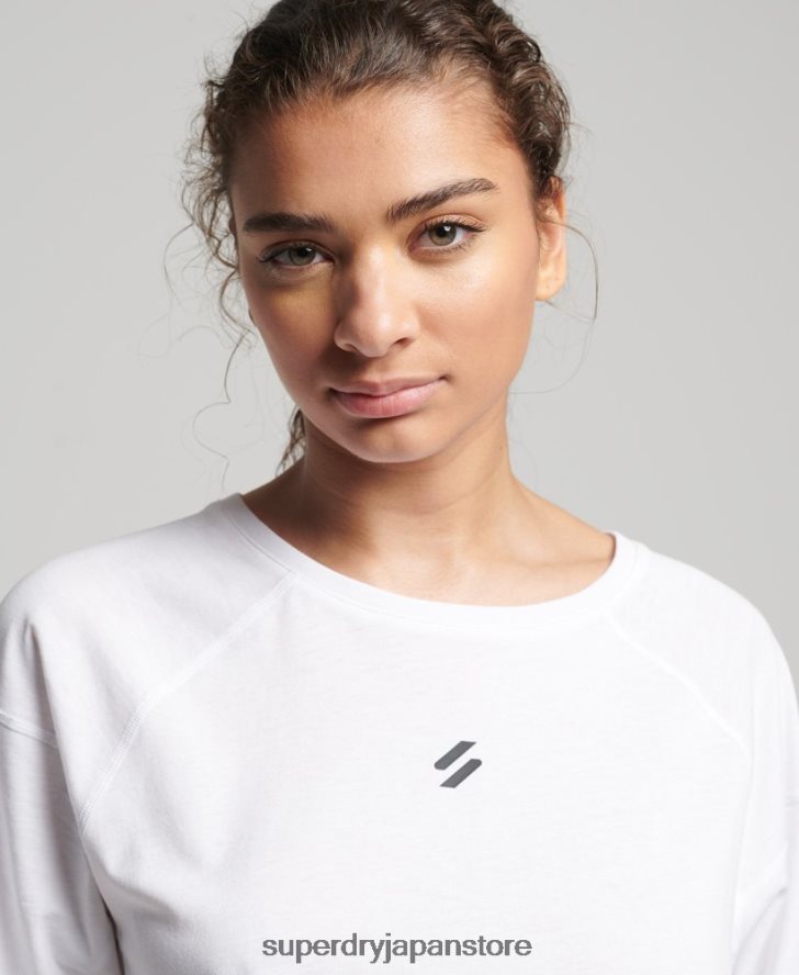 ランニング半袖Tシャツ 女性 Superdry 衣類 白 2J62PZ6317