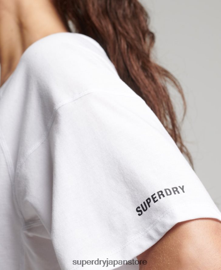 ランニング半袖Tシャツ 女性 Superdry 衣類 白 2J62PZ6317