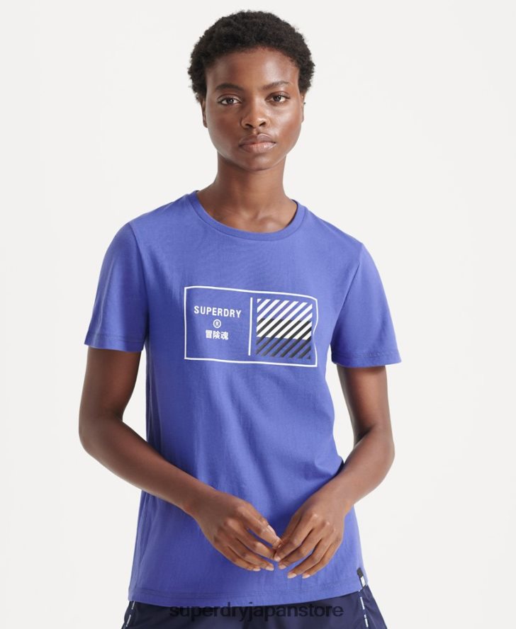 トレインコアグラフィックTシャツ 女性 Superdry 衣類 青 2J62PZ6352