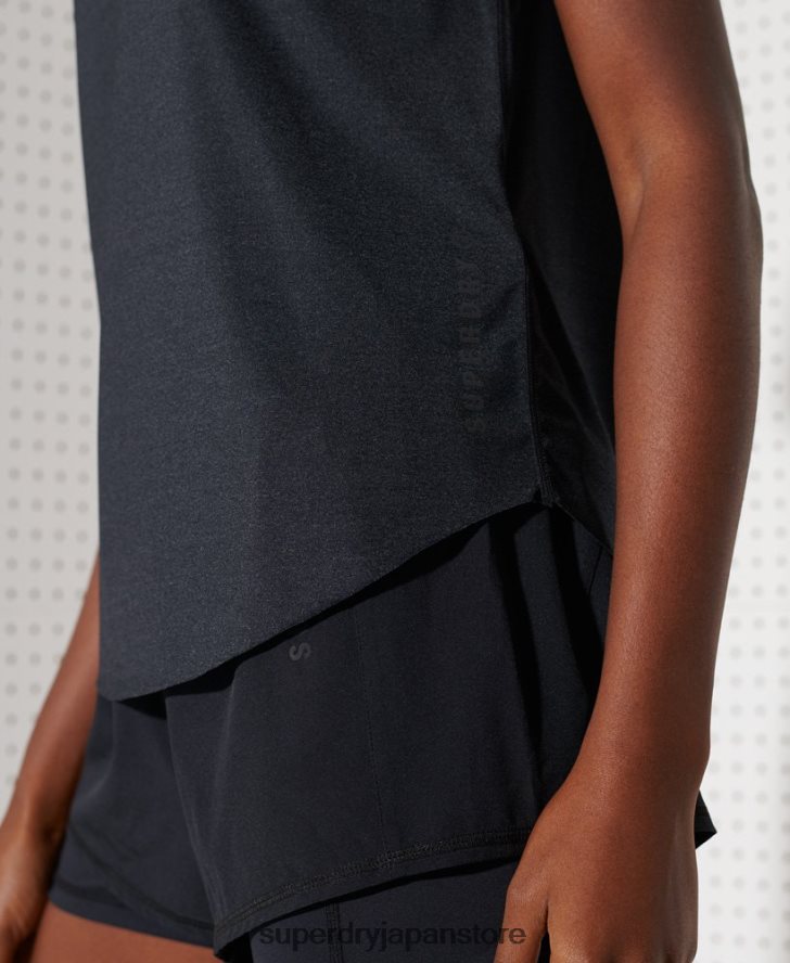 ランニングフリーTシャツ 女性 Superdry 衣類 黒 2J62PZ6357