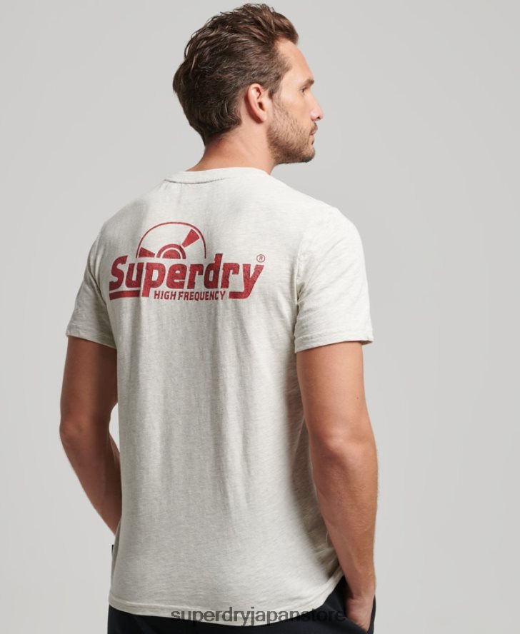 ヴィンテージレコードレーベルTシャツ 男性 Superdry 衣類 グレー 2J62PZ6359