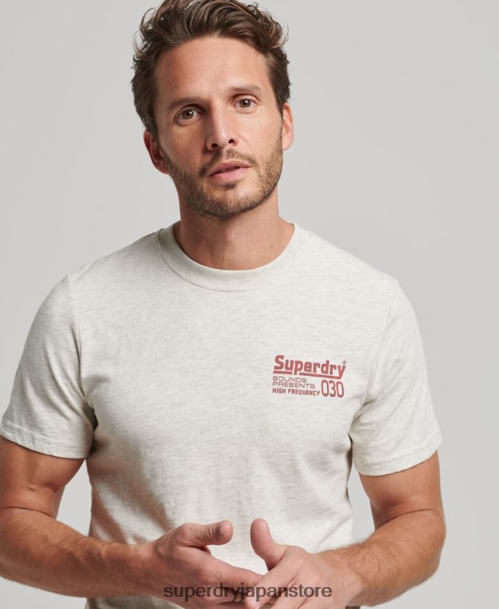 ヴィンテージレコードレーベルTシャツ 男性 Superdry 衣類 グレー 2J62PZ6359