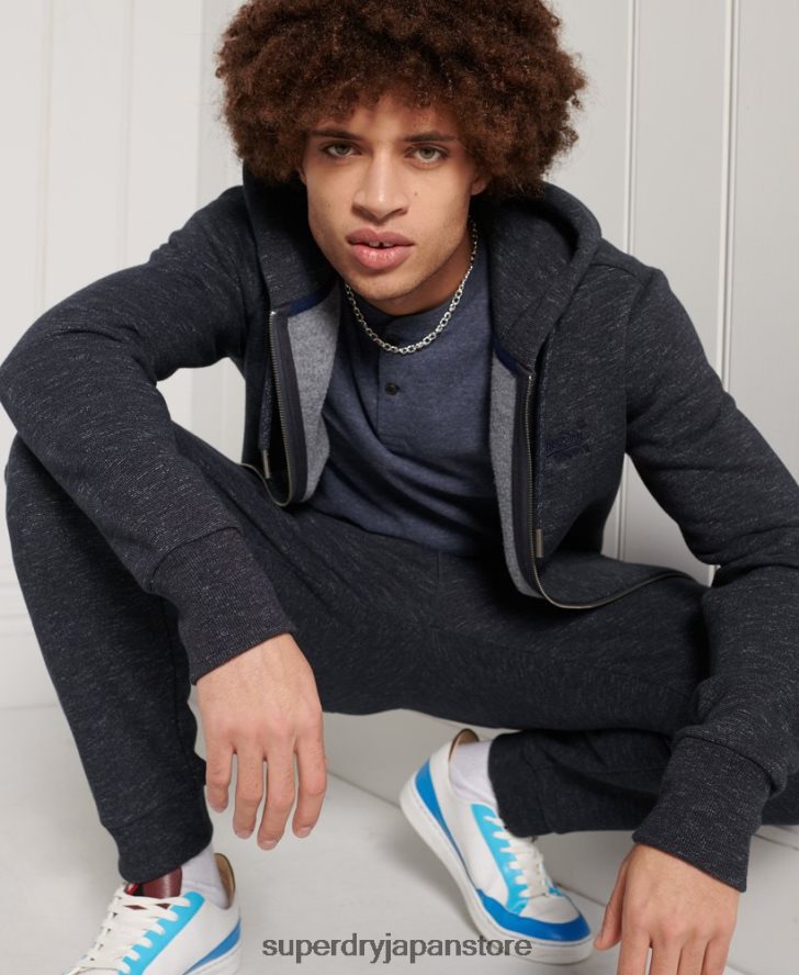 オーガニックコットン半袖ヘンリーTシャツ 男性 Superdry 衣類 海軍 2J62PZ6491