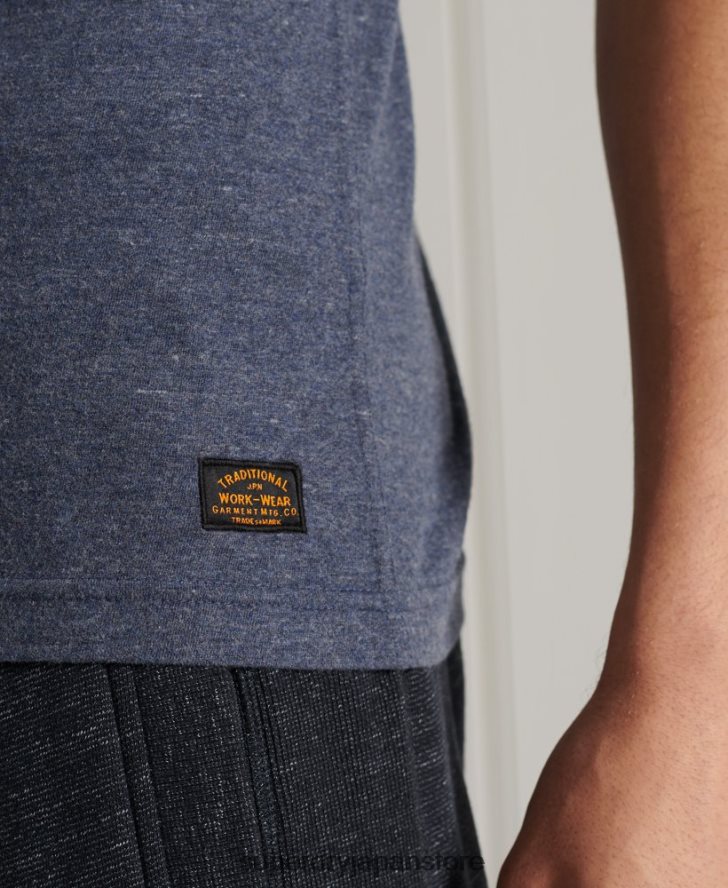オーガニックコットン半袖ヘンリーTシャツ 男性 Superdry 衣類 海軍 2J62PZ6491