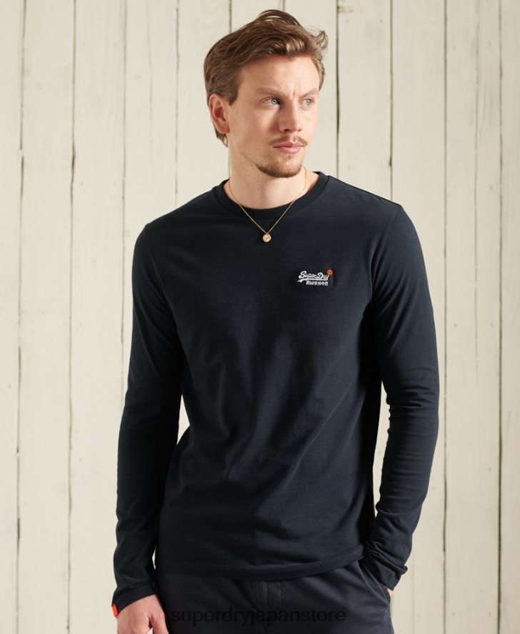 オーガニックコットン ヴィンテージ刺繍 Tシャツ 男性 Superdry 衣類 海軍 2J62PZ6500