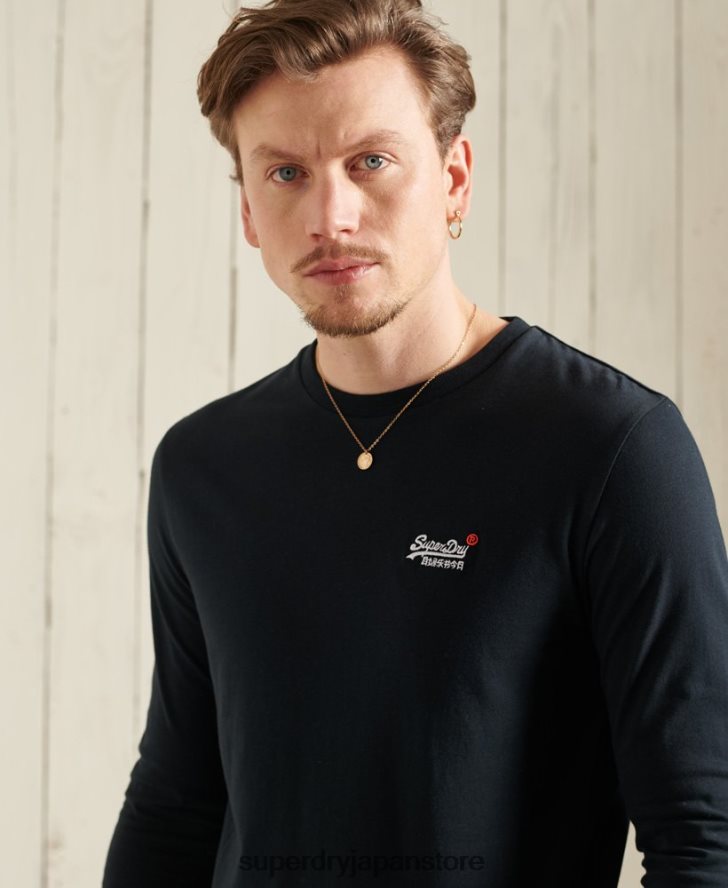 オーガニックコットン ヴィンテージ刺繍 Tシャツ 男性 Superdry 衣類 海軍 2J62PZ6500