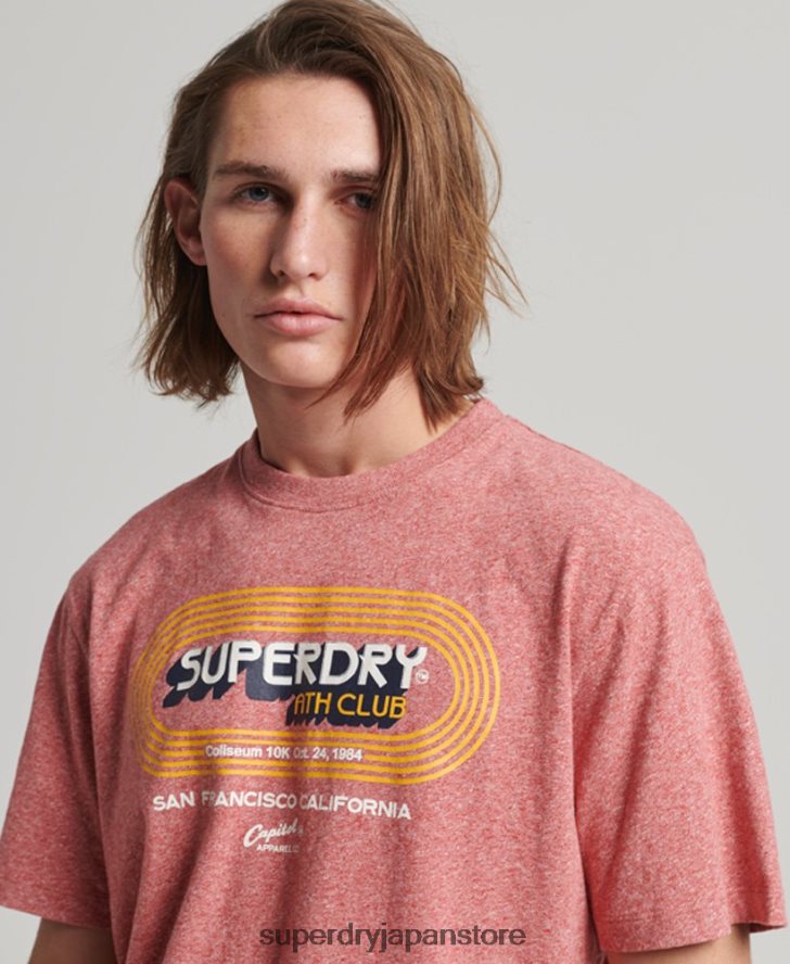 オーガニックコットン ヴィンテージ アスレチック クラブ T シャツ 男性 Superdry 衣類 赤 2J62PZ67