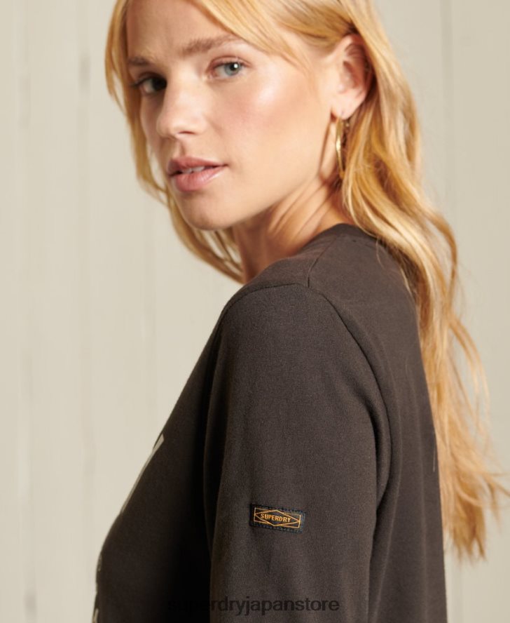 スクリプトスタイルワークウェアTシャツ 女性 Superdry 衣類 茶色 2J62PZ6750