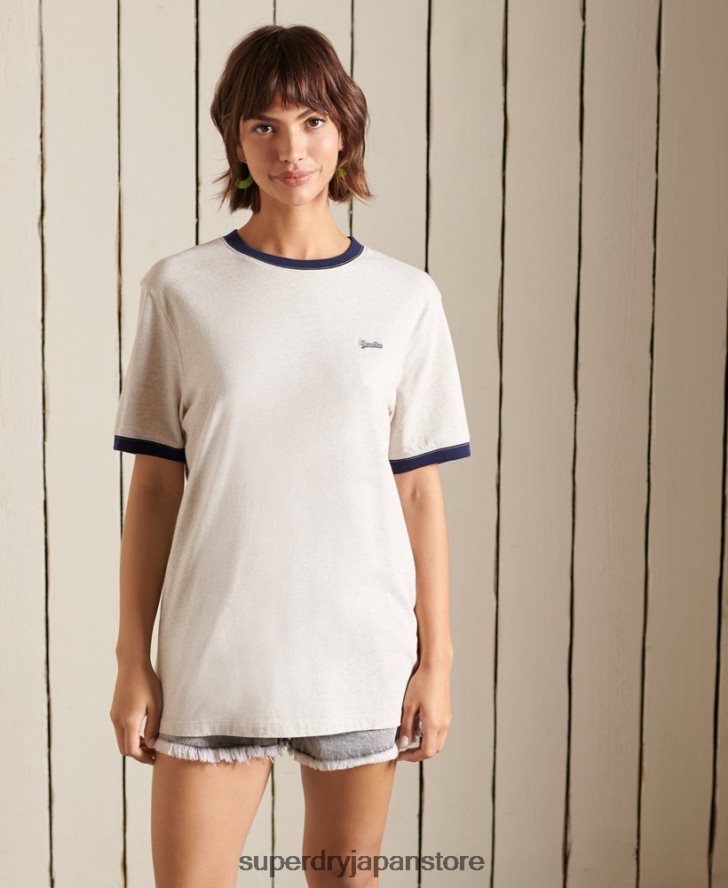 オーガニックコットン ルーズフィット ヴィンテージロゴ Tシャツ 女性 Superdry 衣類 クリーム 2J62PZ6756