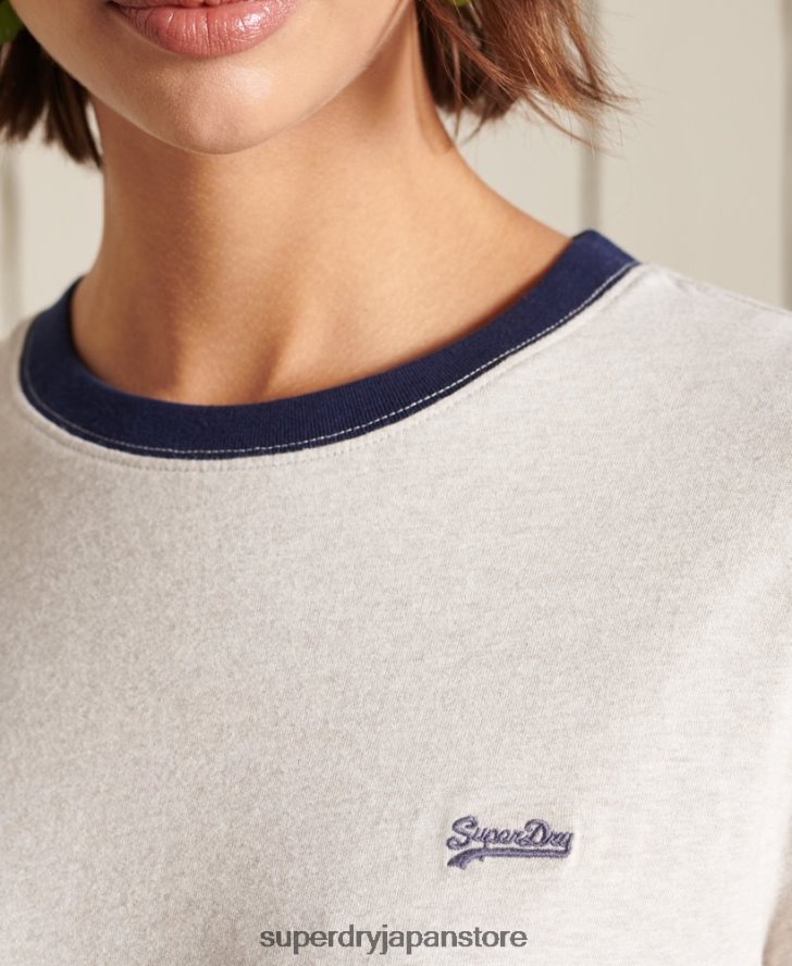 オーガニックコットン ルーズフィット ヴィンテージロゴ Tシャツ 女性 Superdry 衣類 クリーム 2J62PZ6756