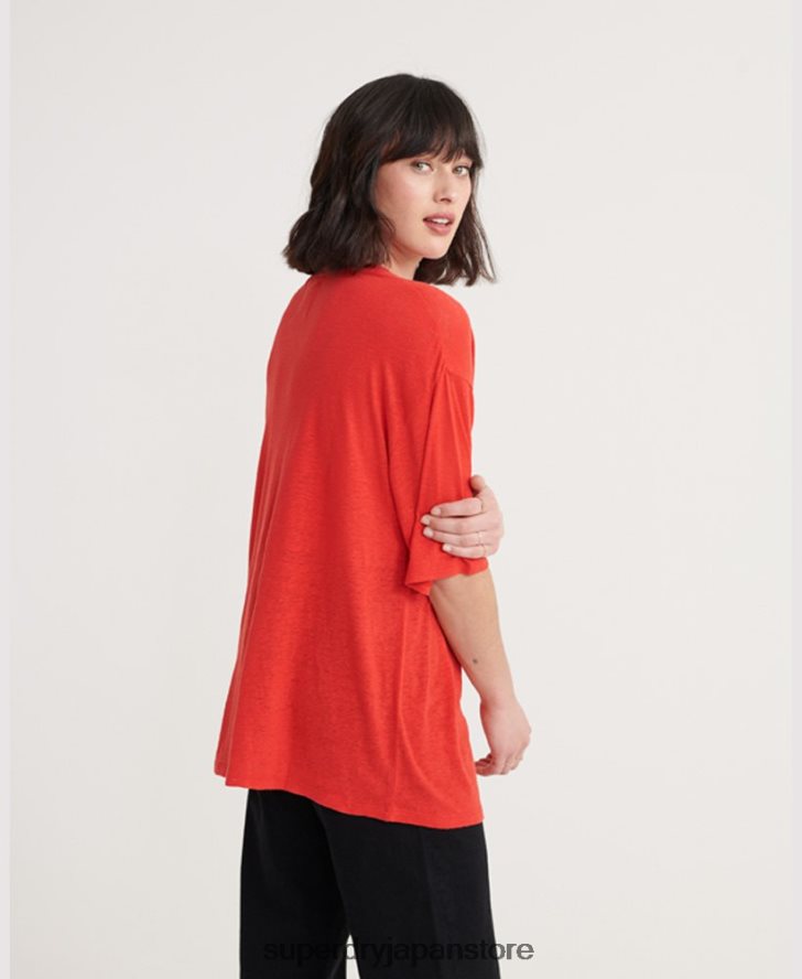 デザートリネンTシャツ 女性 Superdry 衣類 赤 2J62PZ6765