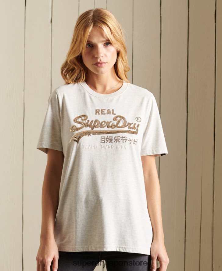ヴィンテージロゴボヘミアンスパークルTシャツ 女性 Superdry 衣類 ベージュ 2J62PZ6774