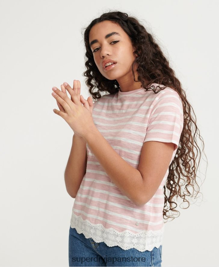 レースミックスTシャツ 女性 Superdry 衣類 ピンク 2J62PZ6775