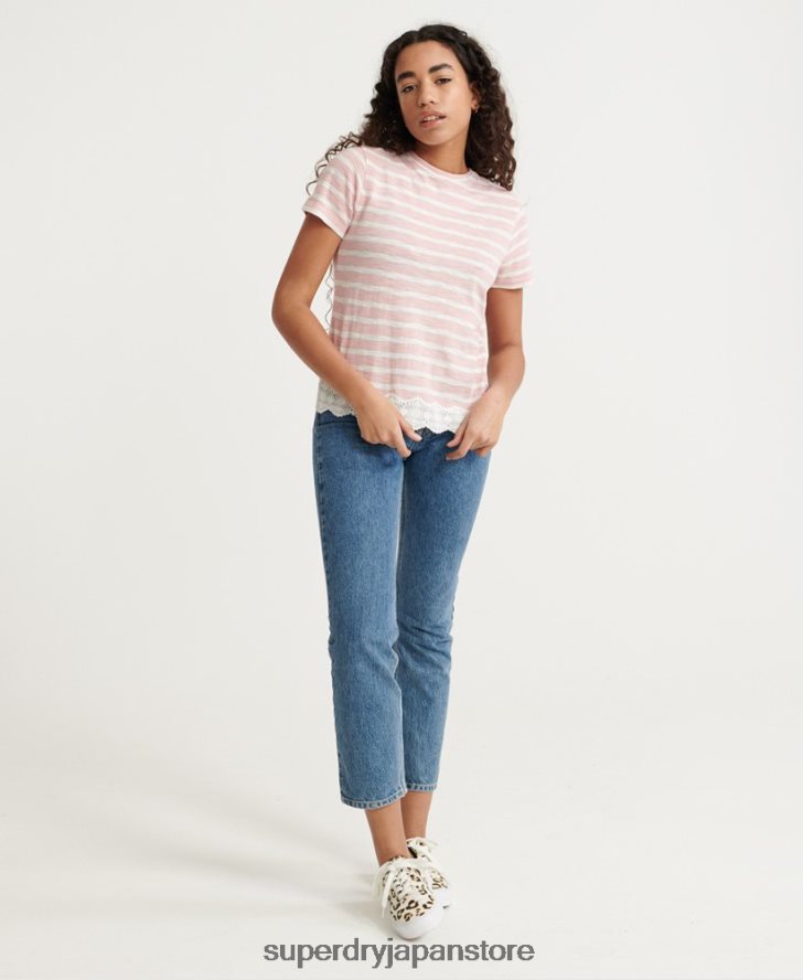 レースミックスTシャツ 女性 Superdry 衣類 ピンク 2J62PZ6775