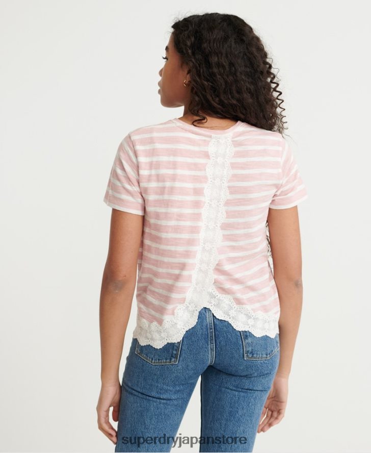レースミックスTシャツ 女性 Superdry 衣類 ピンク 2J62PZ6775
