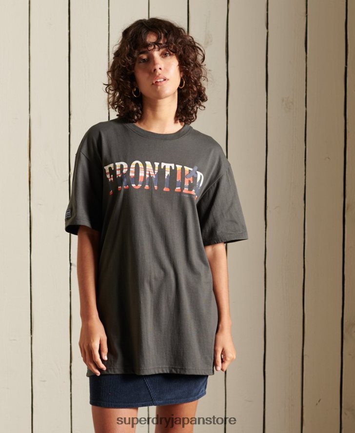オーバーサイズ フロンティア グラフィック T シャツ 女性 Superdry 衣類 緑 2J62PZ6785