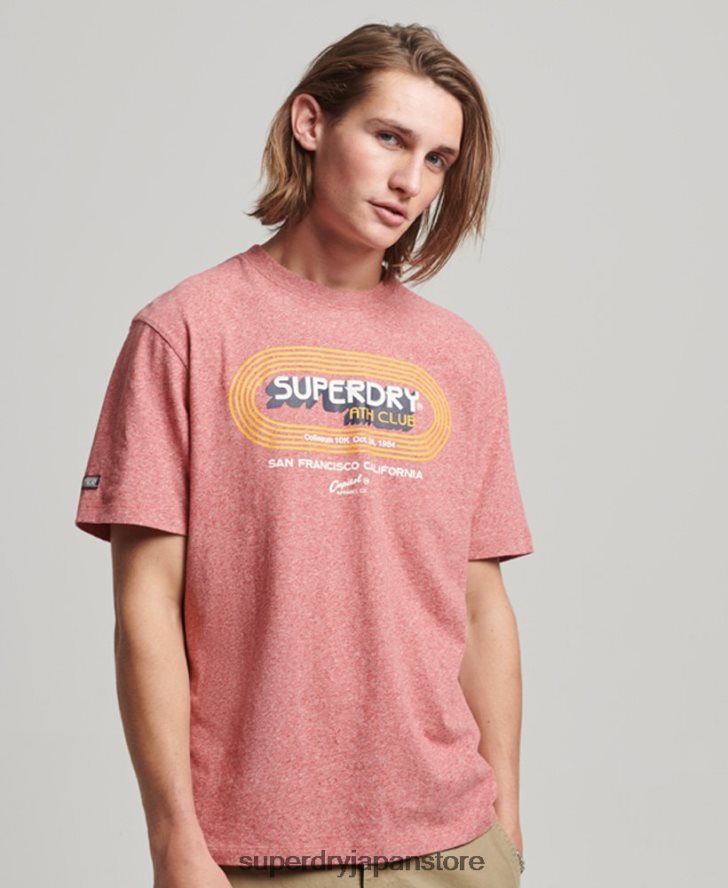 オーガニックコットン ヴィンテージ アスレチック クラブ T シャツ 男性 Superdry 衣類 赤 2J62PZ67