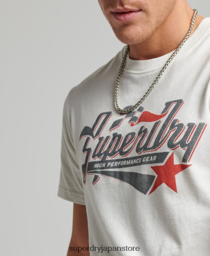 ヴィンテージ産業用自動車 T シャツ 男性 Superdry 衣類 クリーム 2J62PZ6