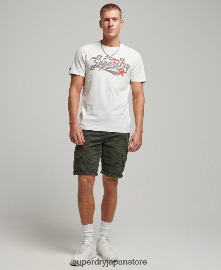 ヴィンテージ産業用自動車 T シャツ 男性 Superdry 衣類 クリーム 2J62PZ6