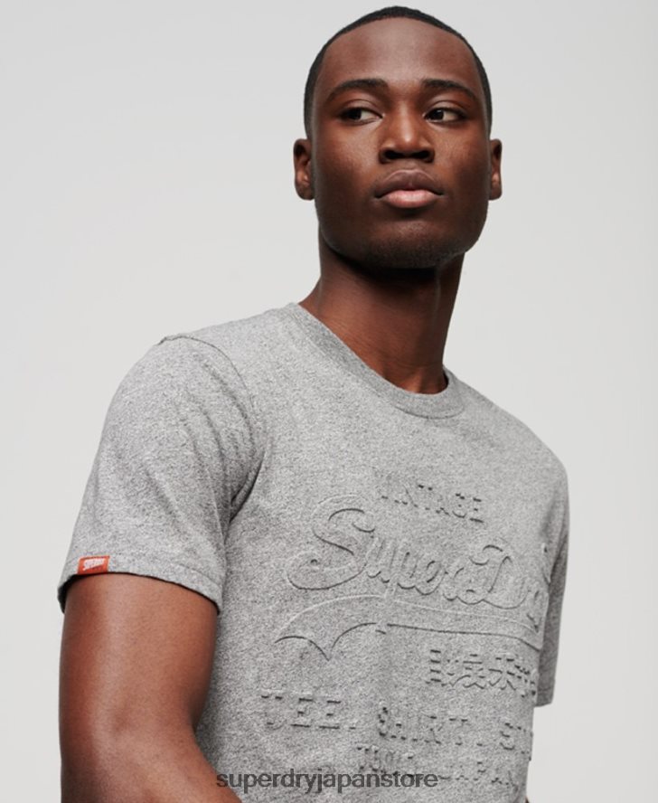 ヴィンテージロゴストアエンボスTシャツ 男性 Superdry 衣類 ライトグレー 2J62PZ74