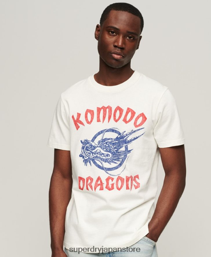 クラシックドラゴンTシャツ 男性 Superdry x Komodo 衣類 クリーム 2J62PZ43
