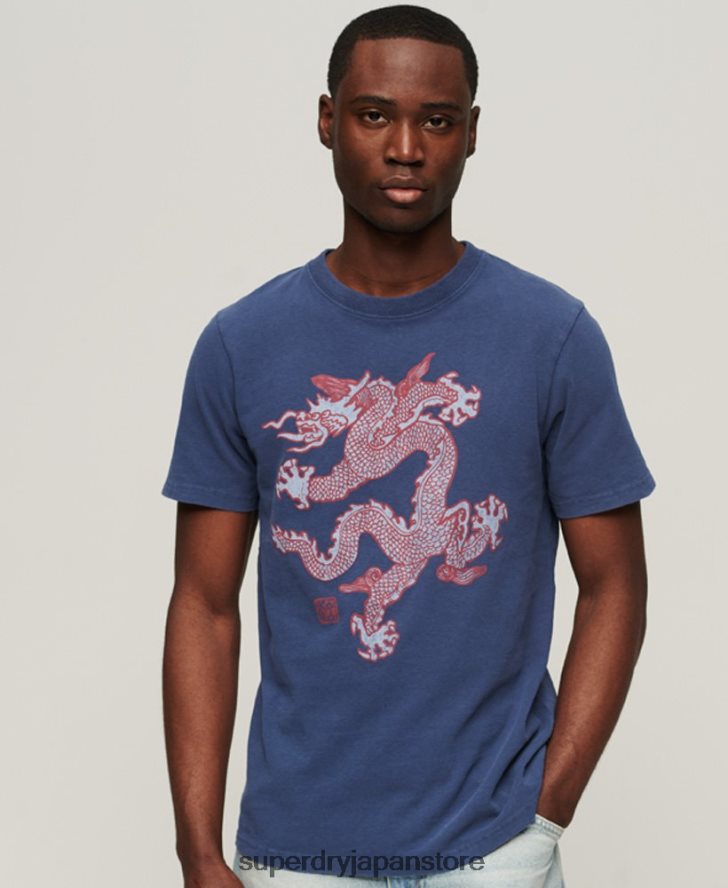 ヴィンテージTシャツ 男性 Superdry x Komodo 衣類 海軍 2J62PZ60