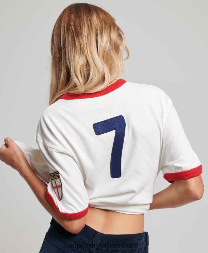 サッカーイングランドTシャツ 女性 Superdry x Ringspun 衣類 白 2J62PZ2745