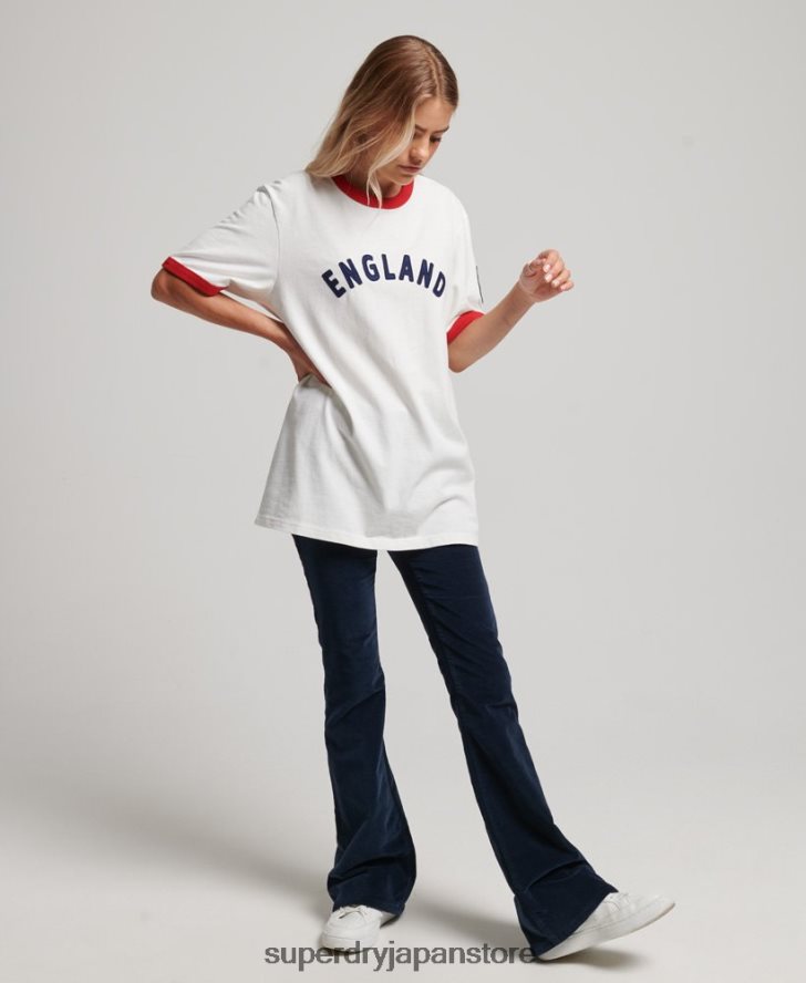 サッカーイングランドTシャツ 女性 Superdry x Ringspun 衣類 白 2J62PZ2745