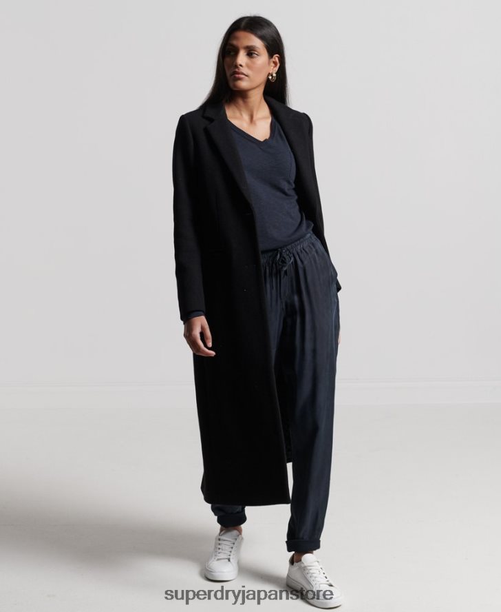 オーガニックコットン 長袖ポケット Vネックトップ 女性 Superdry 衣類 海軍 2J62PZ6547