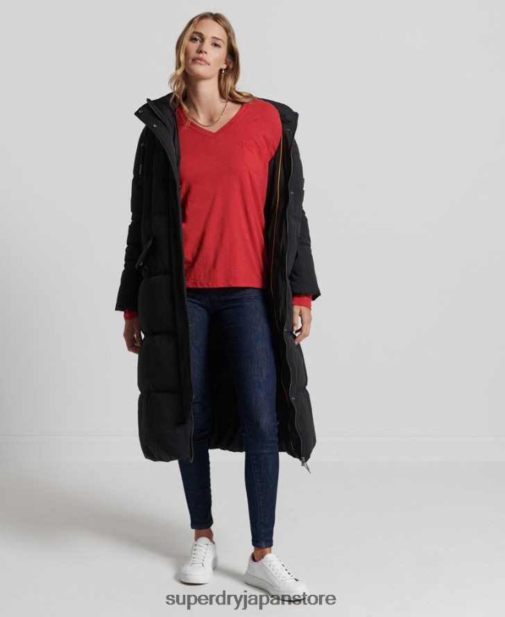 オーガニックコットン 長袖ポケット Vネックトップ 女性 Superdry 衣類 赤 2J62PZ6660