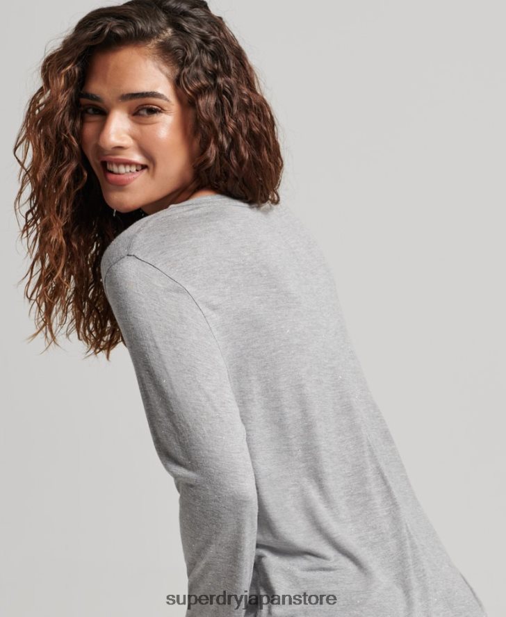 長袖Vネックトップ 女性 Superdry 衣類 グレー 2J62PZ6736